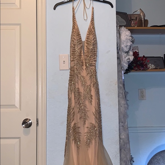 Gold beaded prom dress - Picture 5 of 6